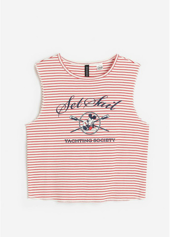 Жіноча футболка без рукавів в принт полоска Н&М (55743) 34 Червона H&M - (258661877)