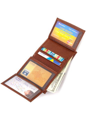 Интересный компактный кошелек для мужчин из натуральной кожи флотар 21874 Коричневый Canpellini (259874034)