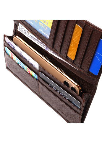 Чоловічий гаманець вертикальний без застібки з натуральної шкіри 21904 Коричневий Canpellini (259829990)