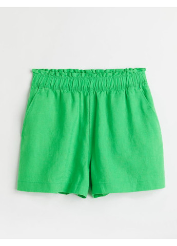 Женские льняные шорты Н&М (55951) S Зеленые H&M (259470734)