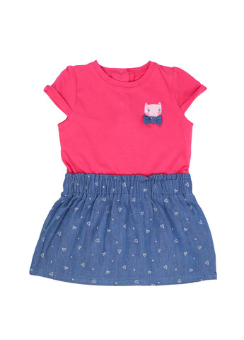 Комбинированное платье для девочки комбинированое с бантиком 74 розовый-синий In Extenso (257747955)