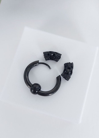 Сережки кільця чоловічі із нержавіючої сталі (пара) MK1232-2 чорний DeKolie (260517562)