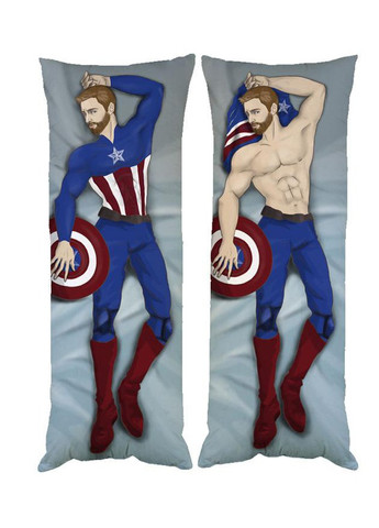 Подушка дакімакура Марвел Месники Капітан Америка декоративна ростова подушка для обіймання двостороння 30*60 No Brand (258995505)