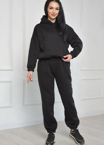 Спортивный костюм женский на флисе черного цвета Let's Shop (265000995)