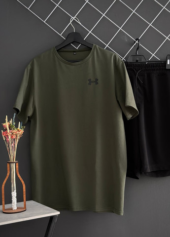 Оливковий (хакі) літній шорти under armour чорний лого + футболка under armour хакі Vakko