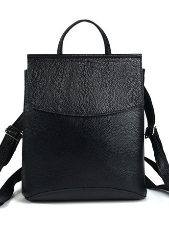 Кожаная женская сумка рюкзак трансформер через плечо, рюкзак женский черный из натуральной кожи Serebro (266914625)