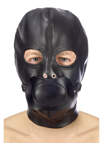 Капюшон з кляпом для БДСМ BDSM hood in leatherette with removable gag Fetish Tentation (277236254)