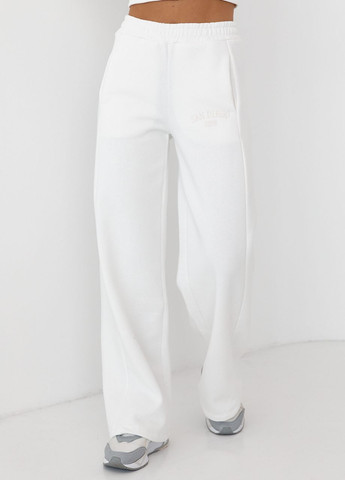 Утепленные трикотажные штаны с карманами - молочный Lurex (267084727)