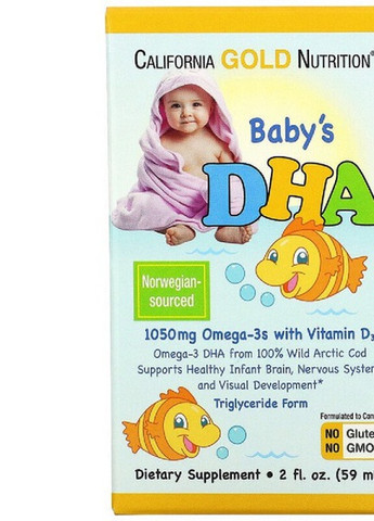 Baby's DHA, Omega-3s with Vitamin D3 59 ml California Gold Nutrition (258574448)