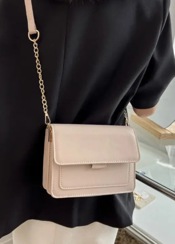 Женская классическая сумочка через плечо кросс-боди бежевая No Brand (257007439)
