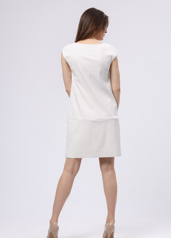 Белое кэжуал белое платье-сарафан из экокожи 5730 Cat Orange однотонное