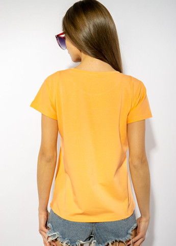 Персиковая летняя футболка женская с надписью (персиковый) Time of Style