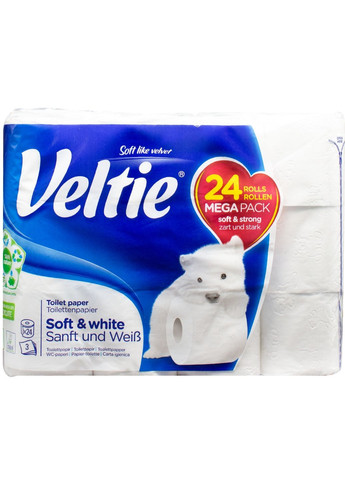 туалетний папір Soft White 24 рулонів 3 шари Veltie (277171765)