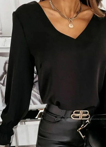 Чорна блузка жіноча чорного кольору з баскою Let's Shop