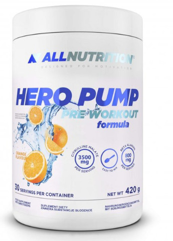 All Nutrition Hero Pump Pre Workout 420 g /30 servings/ Orange Allnutrition (256721029)