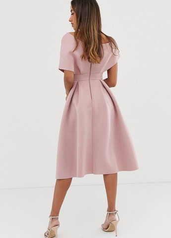 Рожева святковий, коктейльна, вечірня вечірня сукня міді Asos