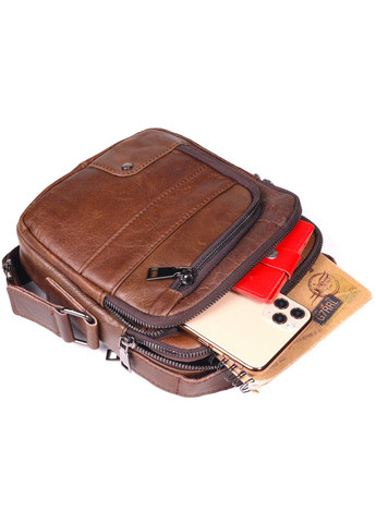Удобная мужская сумка через плечо из натуральной кожи 21480 Светло-коричневый Vintage (258267889)