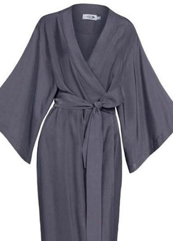 Халат-кимоно длинный на запах в японском стиле с поясом Графитовый "Шелковистый" Garna (276002886)