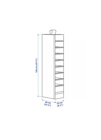 Книжный шкаф с 9 отделениями, белый, 22x34x120см IKEA skubb (259518004)