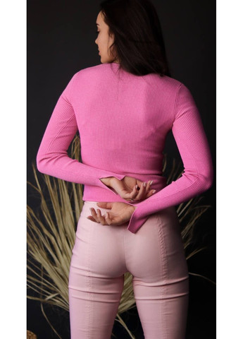 Розовый демисезонный женский свитер с квадратным вырезом (55718) xs розовый H&M