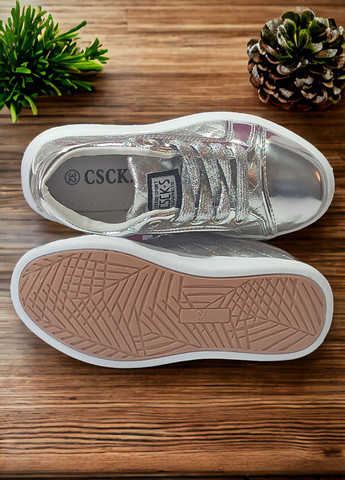 Серебряные демисезонные кроссовки детские для девочки 3050 csck. s CSCK.S