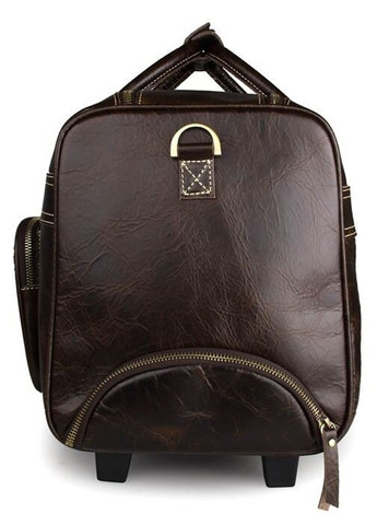 Дорожня шкіряна сумка на колесах 14253 Темно-коричневий Vintage (271813487)