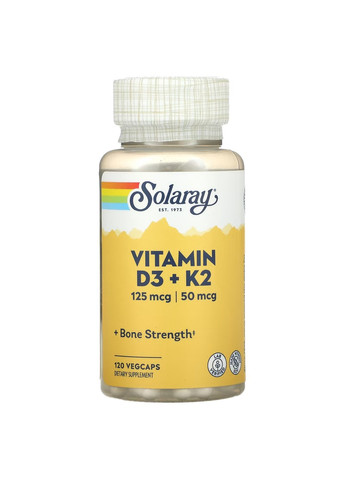 Кальцій Д3 + К2 Vitamin D3 + K2 - 120 вег.капсул Solaray (270937442)