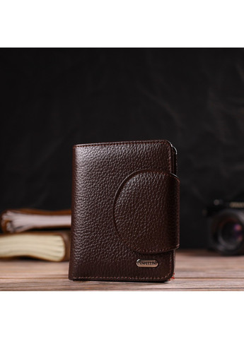 Практичне жіноче портмоне середнього розміру з натуральної шкіри 21808 Коричневе Canpellini (259829952)