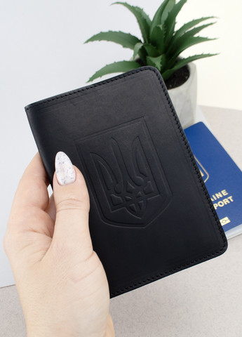 Подарочный мужской набор №78: ремень + обложка на паспорт + брелок (черный матовый) HandyCover (264071412)