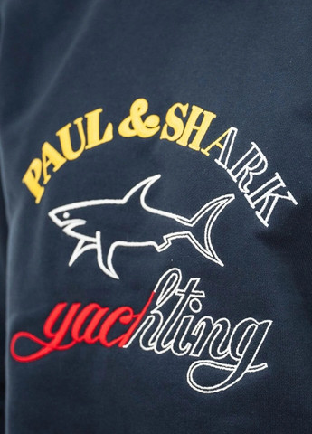 Свитшот мужской Paul & Shark - Прямой крой логотип темно-синий кэжуал хлопок органический - (264660564)