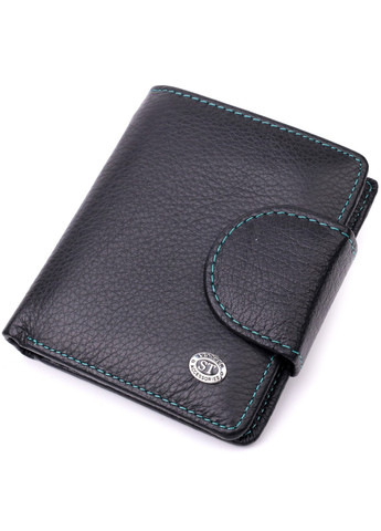 Шкіряний стильний гаманець з монетницею зовні 19454 Чорний st leather (277980441)