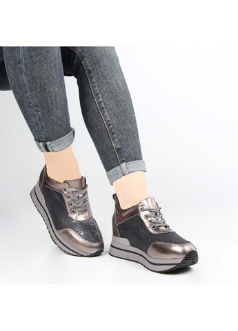 Серебряные всесезонные женские кроссовки 60112 Deenoor