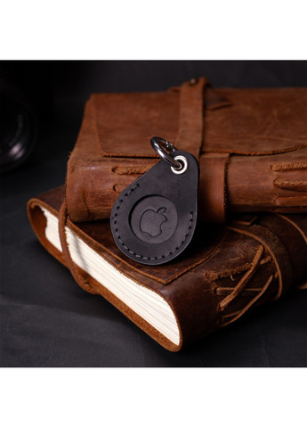 Шкіряний брелок-утримувач для Apple AirTag з вінтажної шкіри 11614 Чорний Grande Pelle (267507210)