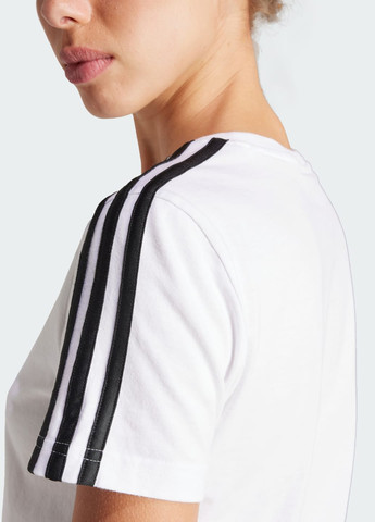 Белая всесезон футболка essentials slim 3-stripes adidas