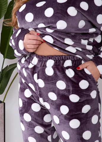 Фиолетовая женская махровая пижама в горох цвет баклажан р.44/46 448308 New Trend