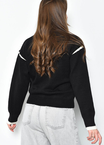 Черный зимний свитер женский ангора черного цвета пуловер Let's Shop