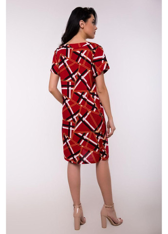 Красное повседневный платье c70s-6 рубашка Bon Voyage с рисунком