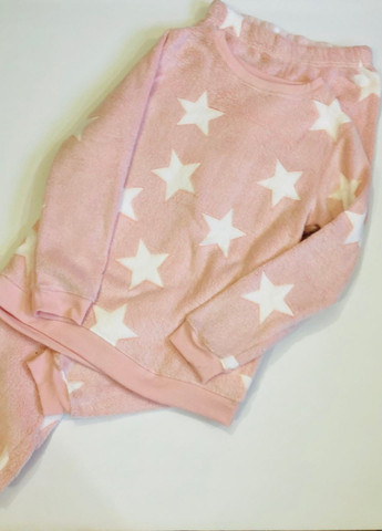 Розовая зимняя плюшевая теплая женская пижама свитшот + брюки Primark
