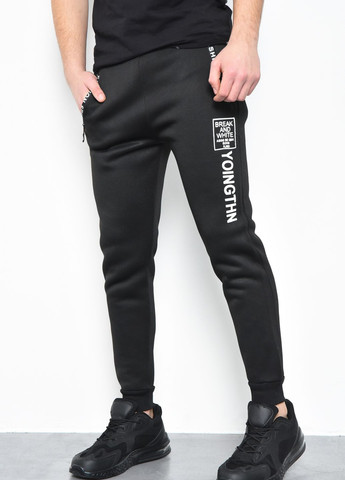 Спортивні штани чоловічі на флісі чорного кольору Let's Shop (275466399)