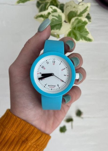 Жіночий силіконовий годинник-конструктор actimer, блакитний ремінець, циферблат Black time More (268909090)