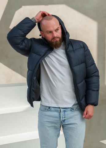 Темно-синяя зимняя куртка зимняя пуховик мужская No Brand куртка пуховик