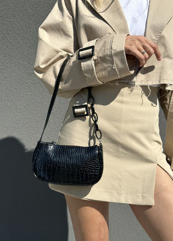 Женская классическая маленькая сумочка багет рептилия черная No Brand (261856866)