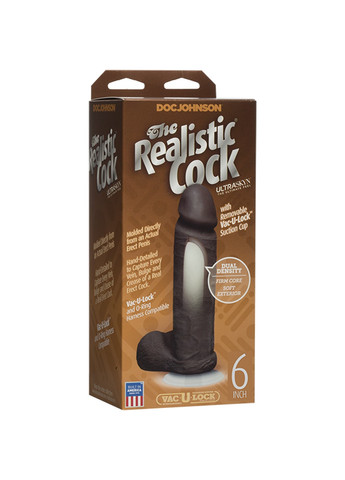 Фалоімітатор The Realistic Cock 6 inch Black - ULTRASKYN, Vac-U-Lock, діаметр 4,3 см Doc Johnson (276537232)