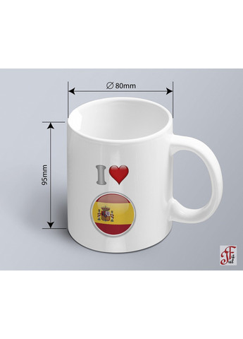 Чашка з принтом я люблю Іспанію з зображенням прапору Іспанія (02010109005) ЗаСвіт (261333134)