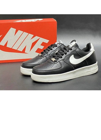 Чорно-білі Осінні чоловічі кросівки чорні з білим репліка 1в1 «no name» (10282) Nike Air Force Af 1