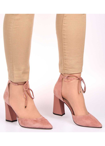Розовые женские босоножки на каблуке 195177 Geronea на шнурках
