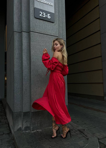 Червона кежуал, вечірня жіноча сукня софт No Brand