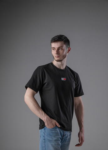 Чорна базова футболка з лого тн з коротким рукавом Vakko
