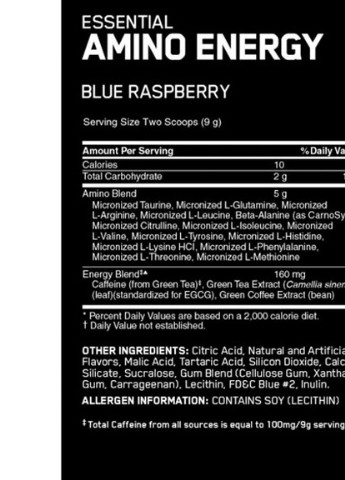 Essential Amino Energy 270 g /30 servings/ Strawberry Lime Optimum Nutrition (256722988)