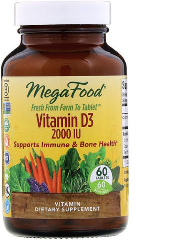 Vitamin D3, 2000 IU 60 Tabs MGF10221 MegaFood (256723273)